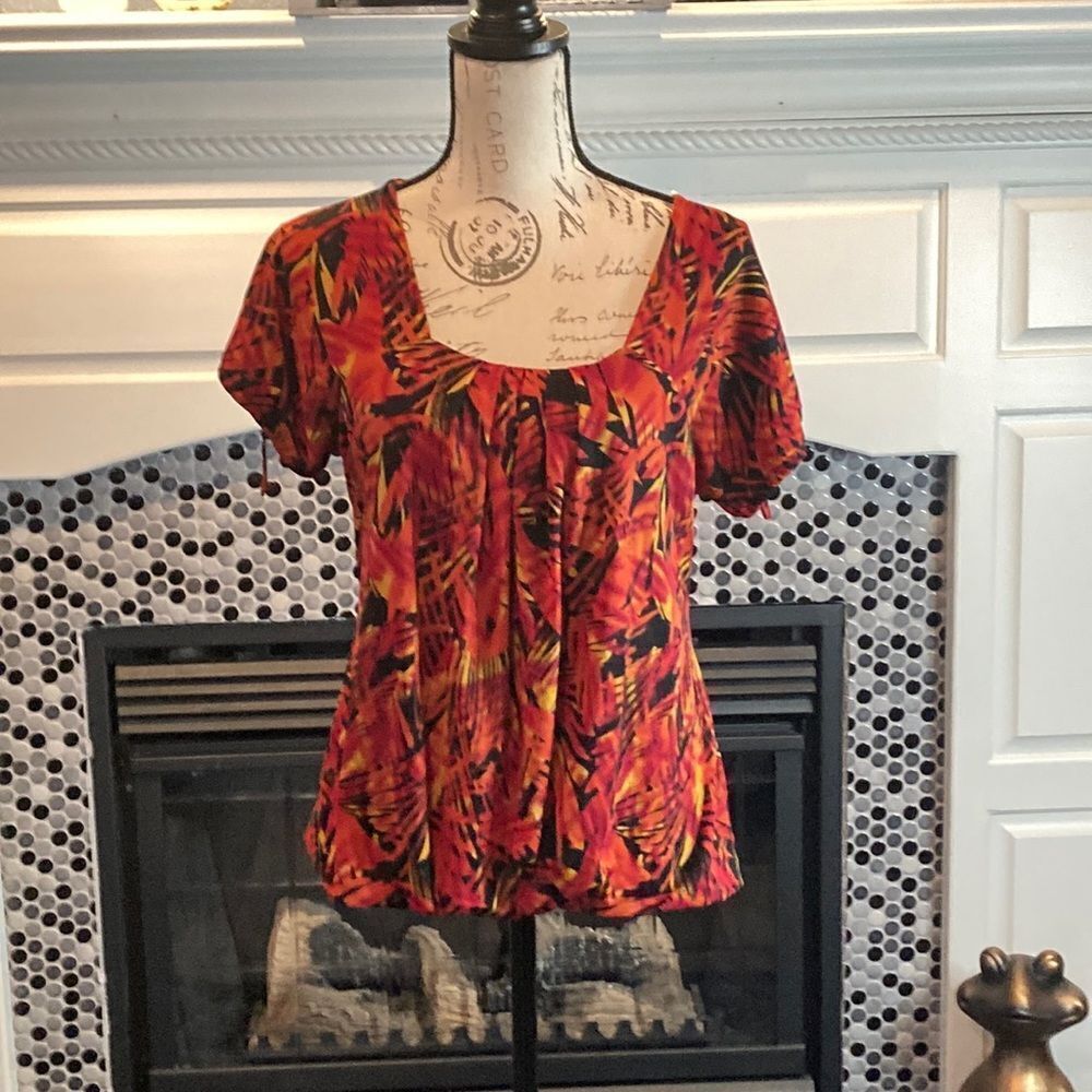 Worthington red, orange, and‎ black blouse , size medium